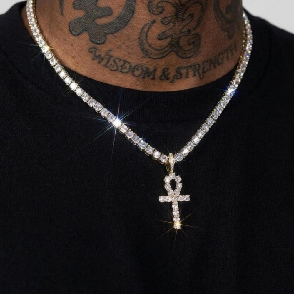 Gold Ankh Tennis Chain 18 Inch tennis chain